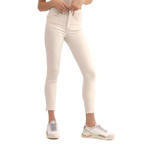 Free People Raw Hem Cream Denim Leggings NWT